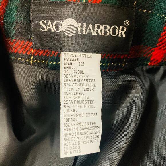 Vintage Sag Harbor Size 12 Velvet Collar Plaid Blazer Jacket Christmas Holiday - Picture 6 of 6